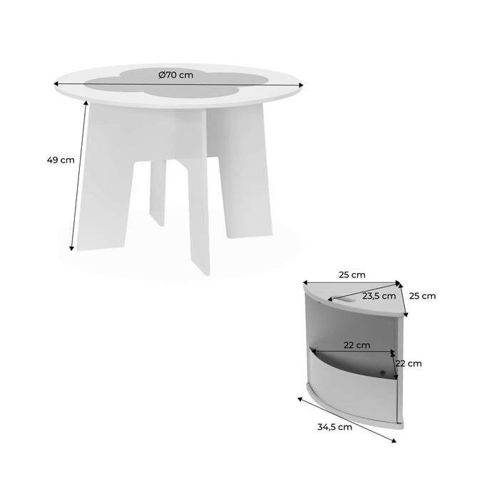 sweeek - Kindertafel en 4 stoelen met leisteen effect