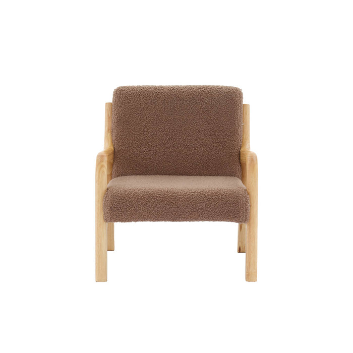 sweeek - Scandinavische kinderfauteuil in hout en boucléstof