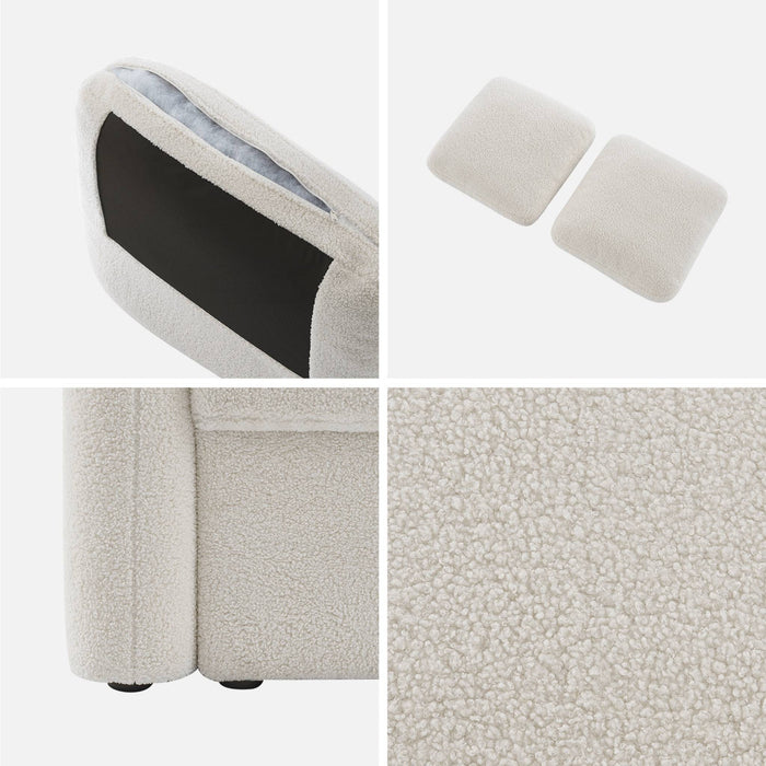 sweeek - 3-zitsbank met witte boucléstof, Milano, afgeronde lijnen