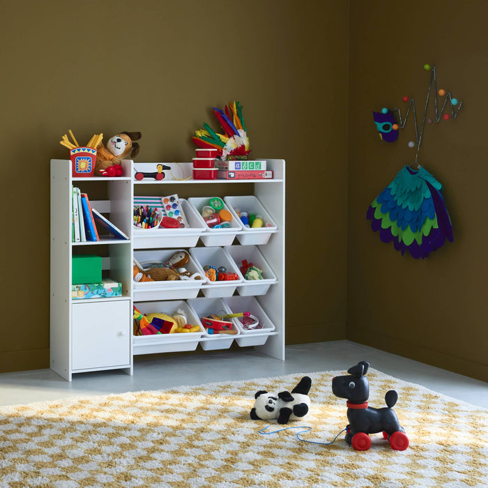 sweeek - Kinderopbergmeubel met 9 opbergbakken, 4 planken, 1 deur