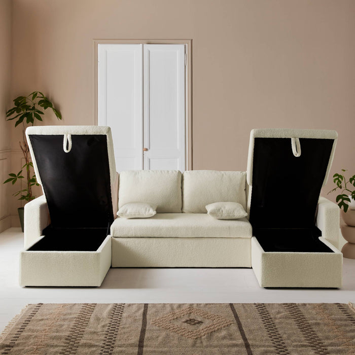 sweeek - 4-zits panoramische slaapbank in boucléstof