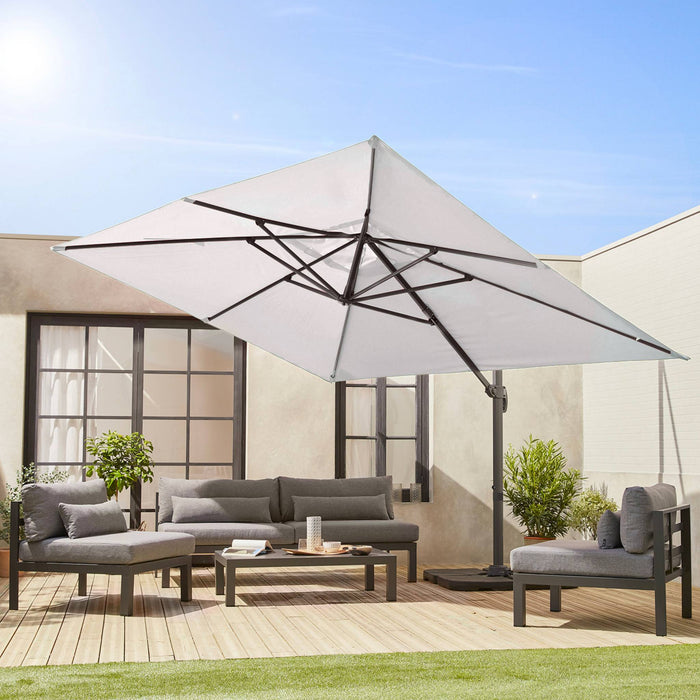 sweeek - Rechthoekige parasol 3x4m + verzwaarde tegels 50x50cm