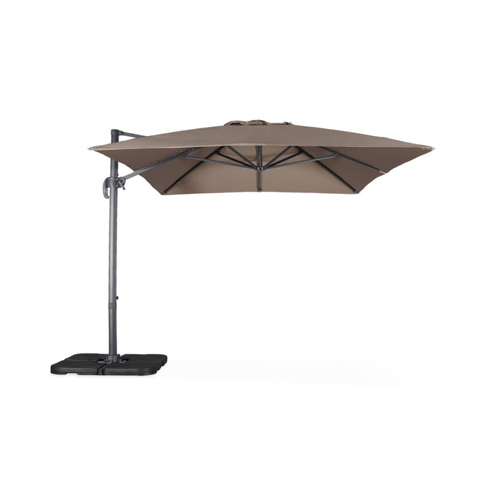 sweeek - Rechthoekige parasol 3x4m + verzwaarde tegels 50x50cm