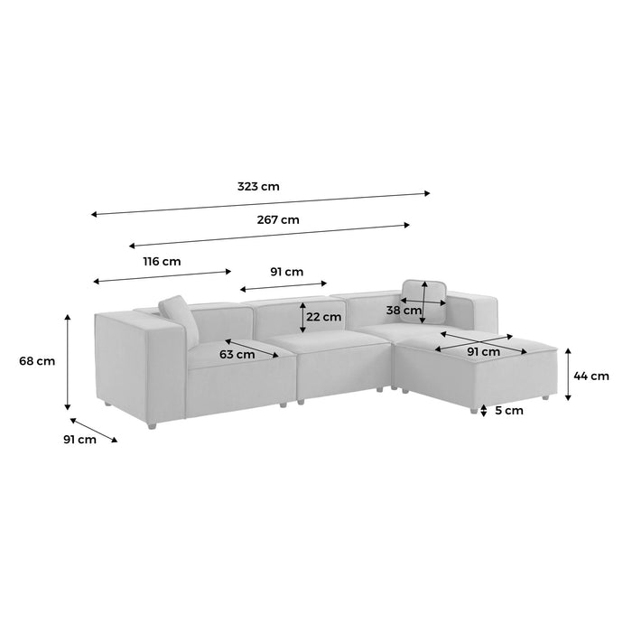 sweeek - Hoekbank met poef, 3-4 persoons