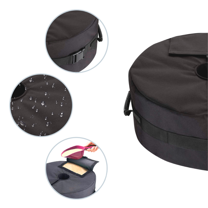 HIXA Aktive Parasolvoet Vulbaar Zandzak Parasoltegels Rond 15kg Zwart