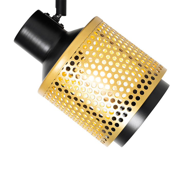 QAZQA Industriële spot zwart met goud - Kayden