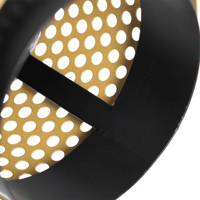 QAZQA Industriële spot zwart met goud - Kayden