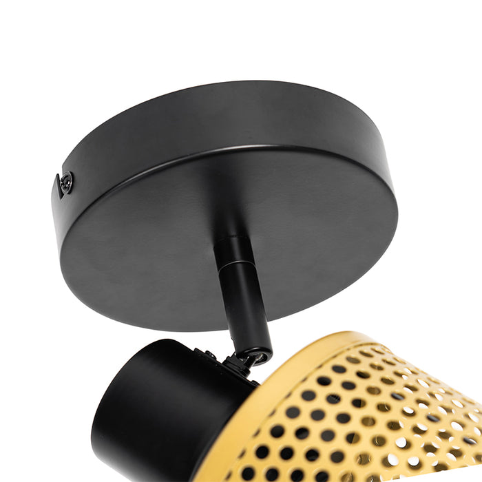 QAZQA Industriële spot zwart met goud - Kayden