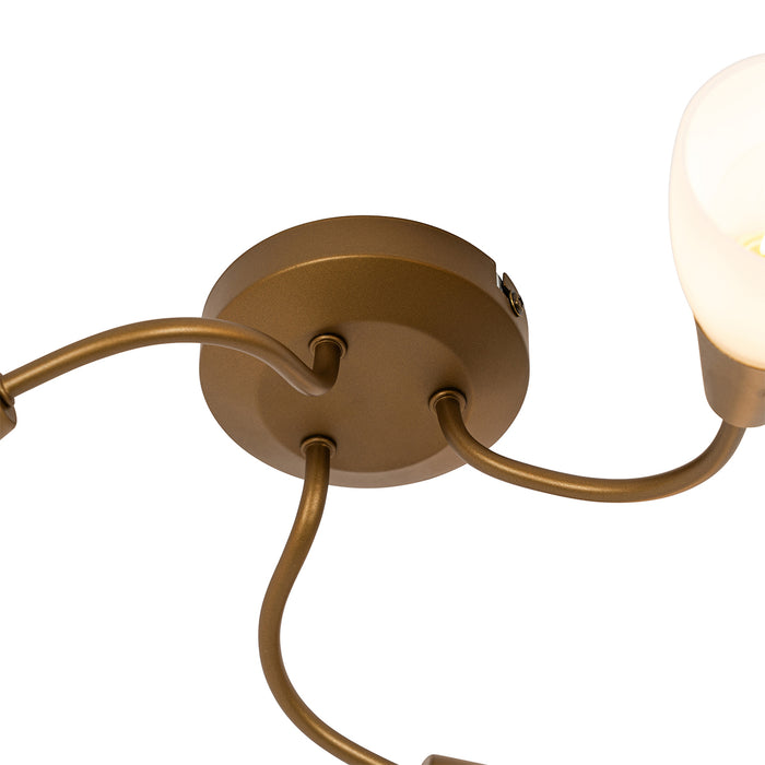 QAZQA Klassieke plafondspot goud met mat glas rond 3-lichts - Madi