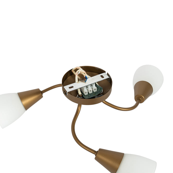 QAZQA Klassieke plafondspot goud met mat glas rond 3-lichts - Madi