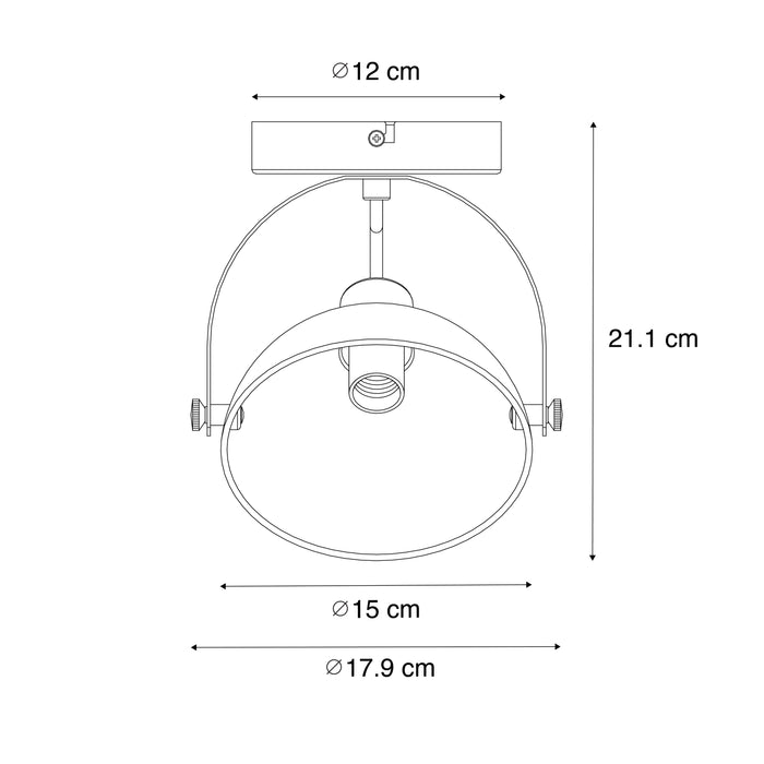 QAZQA Industriële plafondlamp zwart met goud 15 cm verstelbaar -