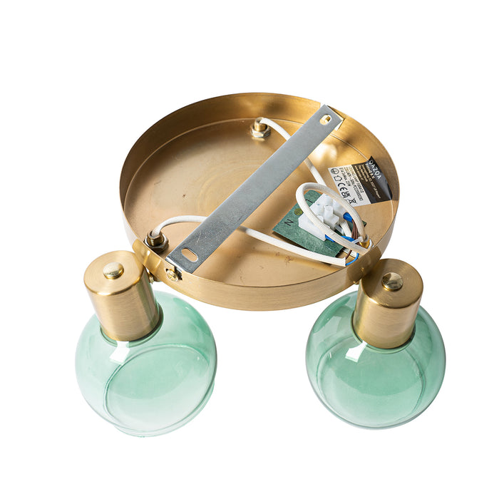 QAZQA Art Deco plafondspot goud met groen glas 3-lichts - Vidro