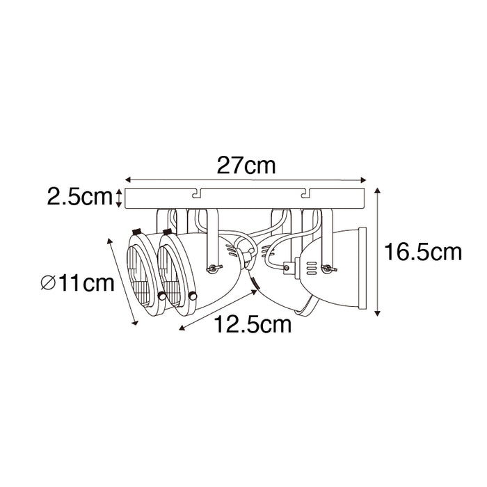 QAZQA Industriële spot zwart 4-lichts - Emado