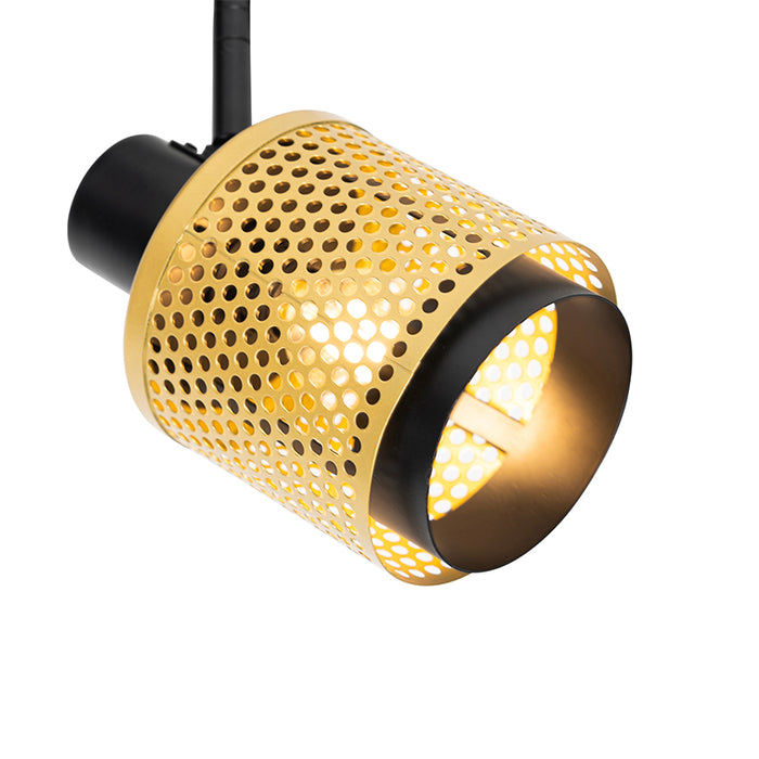 QAZQA Industriële spot zwart met goud 2-lichts - Kayden