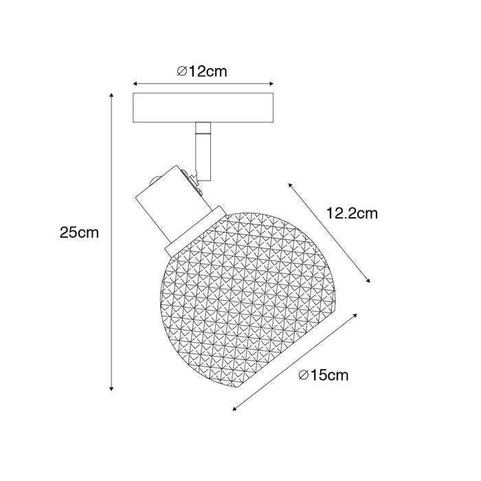 QAZQA Design spot zwart met smoke glas - Chico