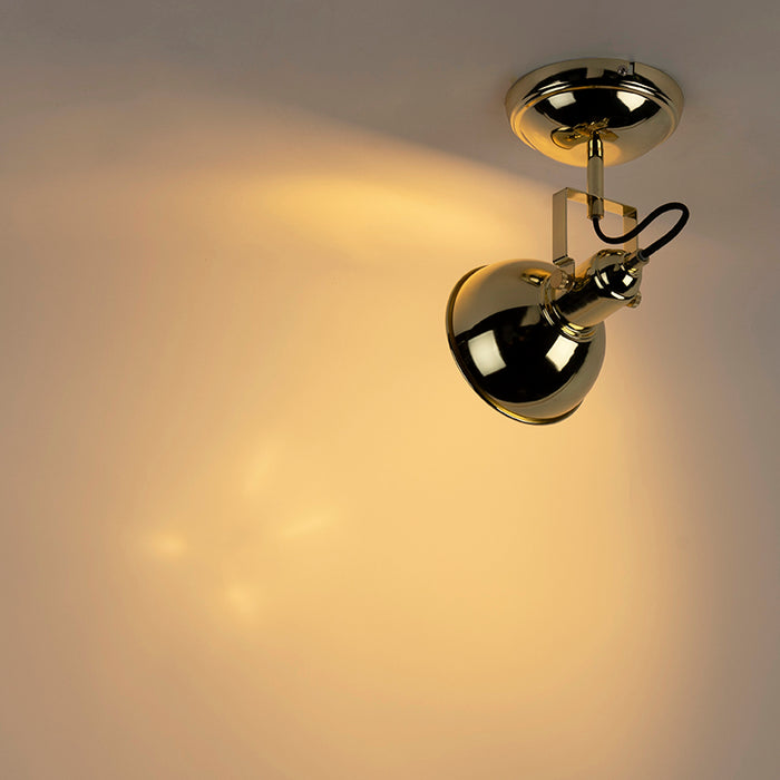 QAZQA Industriële ronde spot goud 1-lichts - Tommy