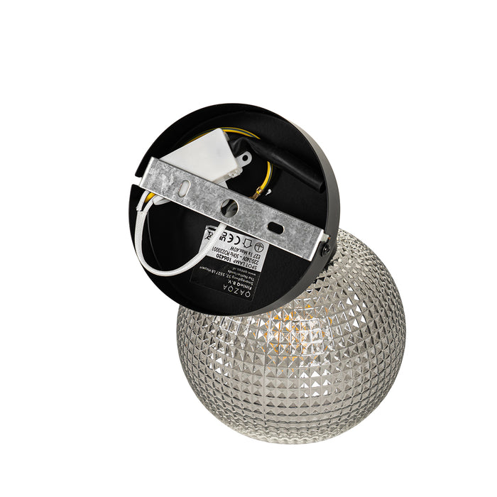 QAZQA Design spot zwart met smoke glas - Chico