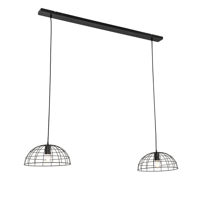 QAZQA Industriële hanglamp zwart 2-lichts - Hanze