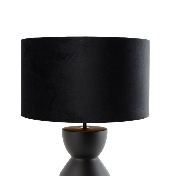 QAZQA Design tafellamp zwart 16 cm velours kap zwart met goud 35 cm -