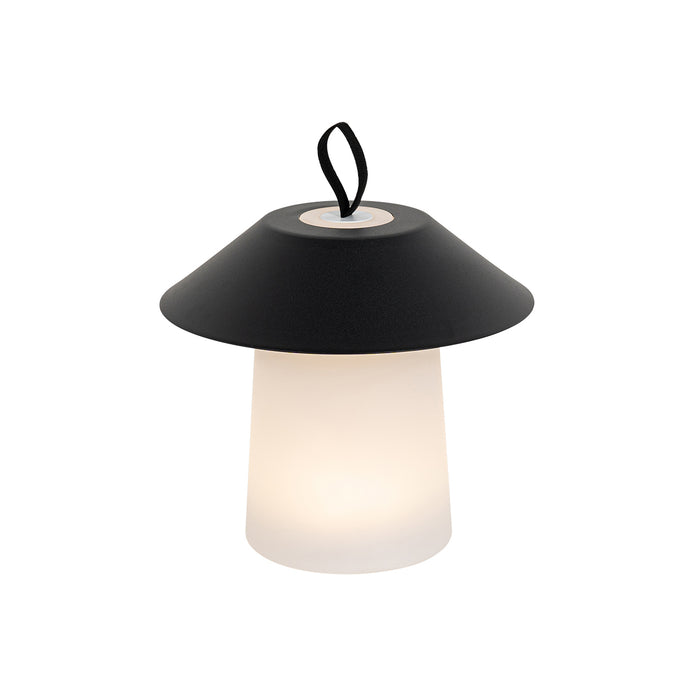 QAZQA Set van 2 tafellampen mushroom zwart incl. LED oplaadbaar -