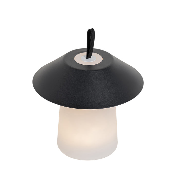 QAZQA Set van 2 tafellampen mushroom zwart incl. LED oplaadbaar -