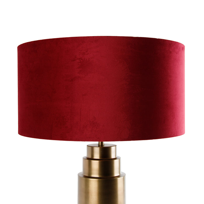 QAZQA Tafellamp brons velours kap rood met goud 50 cm - Bruut