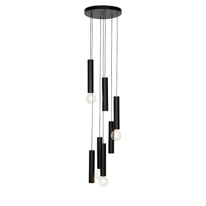 QAZQA Design hanglamp zwart rond 7-lichts - Tuba