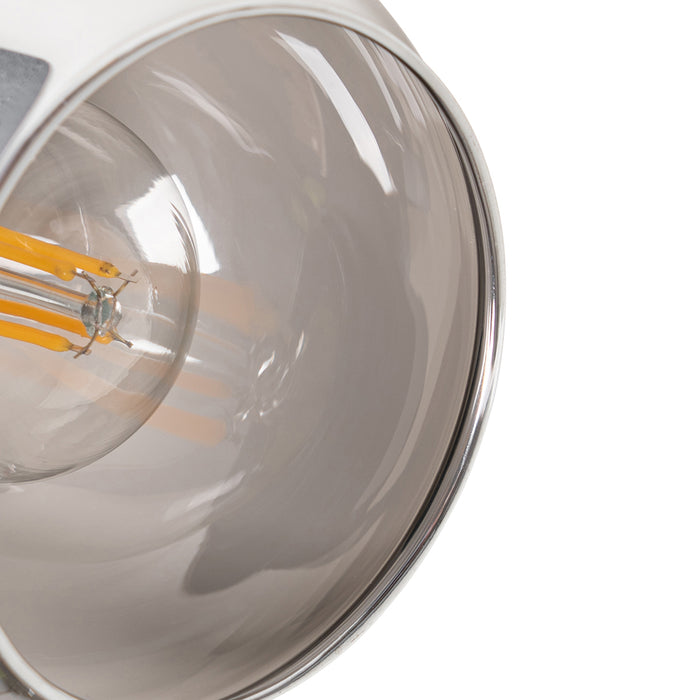 QAZQA Plafondlamp zwart met smoke glas en hout 4-lichts - Vidro