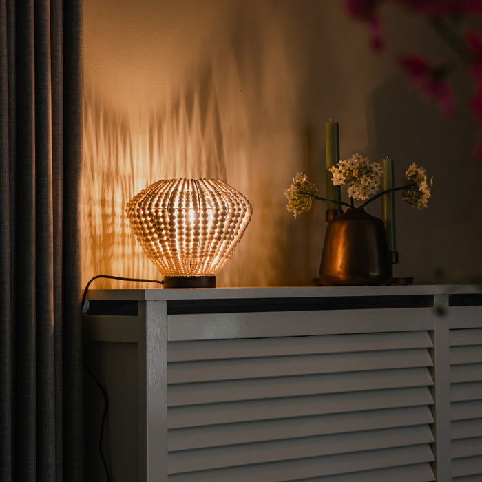 QAZQA Oosterse tafellamp beige met kralen - Moti