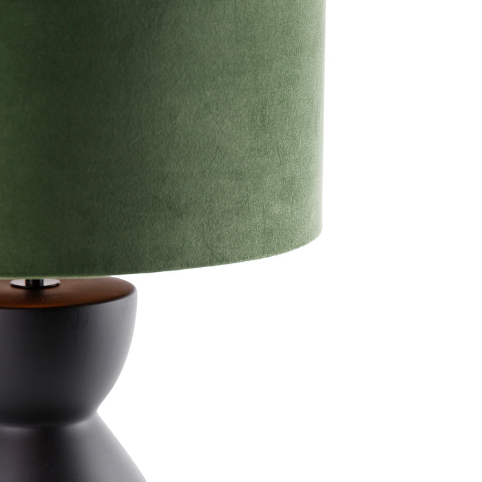 QAZQA Design tafellamp zwart 16 cm velours kap groen met goud 35 cm -