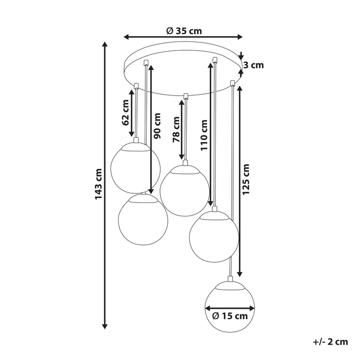 Beliani - NOEL - Hanglamp - Zwart - Glas
