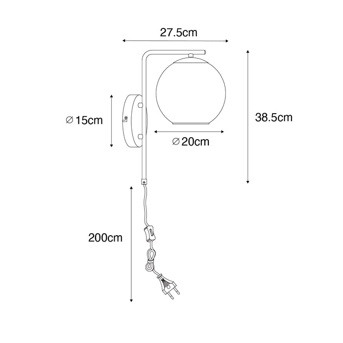 QAZQA Design wandlamp zwart met goud glas - Bert