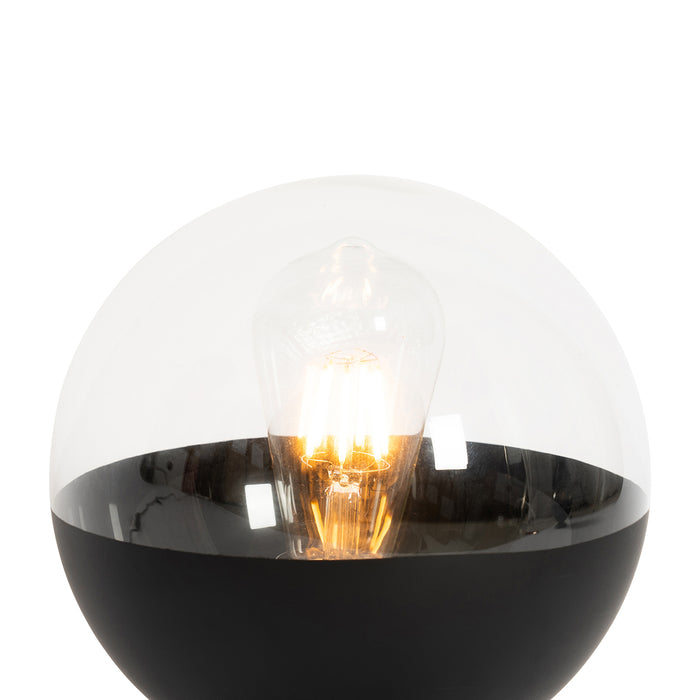 QAZQA Retro tafellamp zwart met helder glas - Eclipse