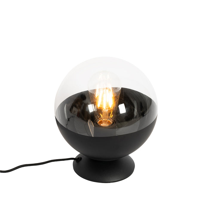 QAZQA Retro tafellamp zwart met helder glas - Eclipse
