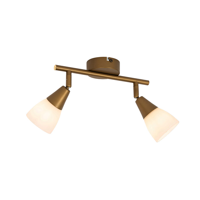 QAZQA Klassieke plafondspot goud met mat glas 2-lichts - Madi