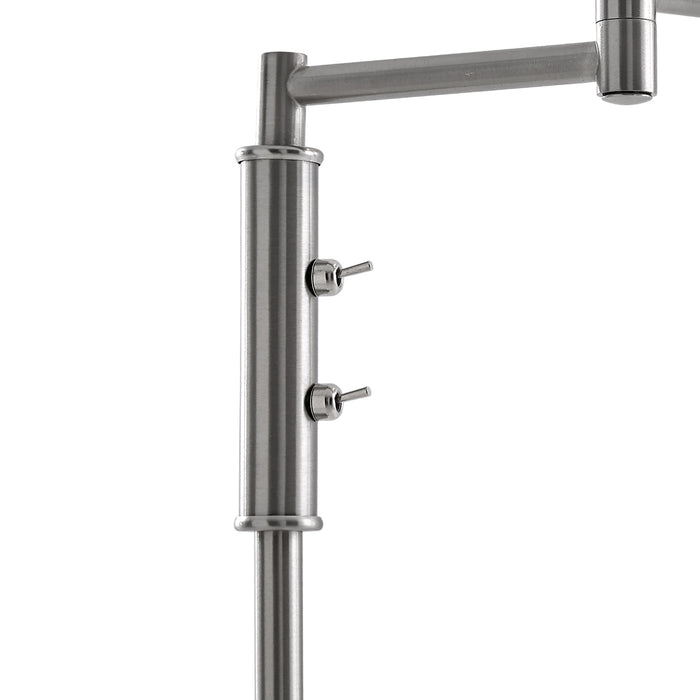 QAZQA Vloerlamp staal met witte kap en verstelbare leeslamp - Ladas