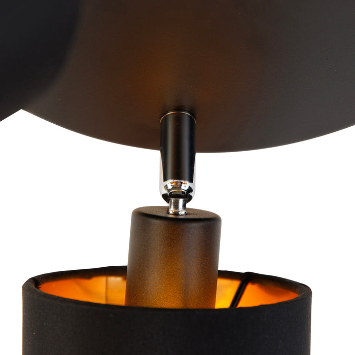 QAZQA Moderne spot zwart met gouden binnenkant 3-lichts - Lofty