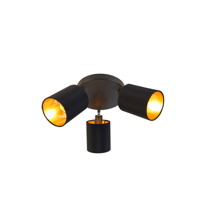 QAZQA Moderne spot zwart met gouden binnenkant 3-lichts - Lofty