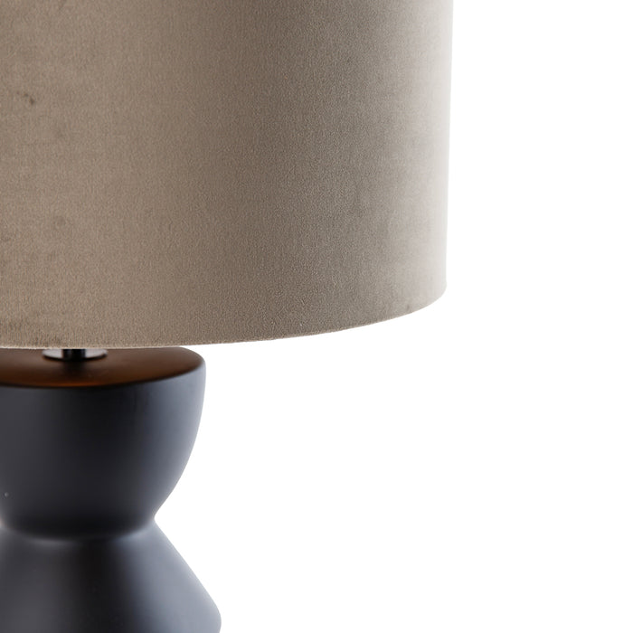 QAZQA Design tafellamp zwart 16 cm velours kap taupe met goud 35 cm -