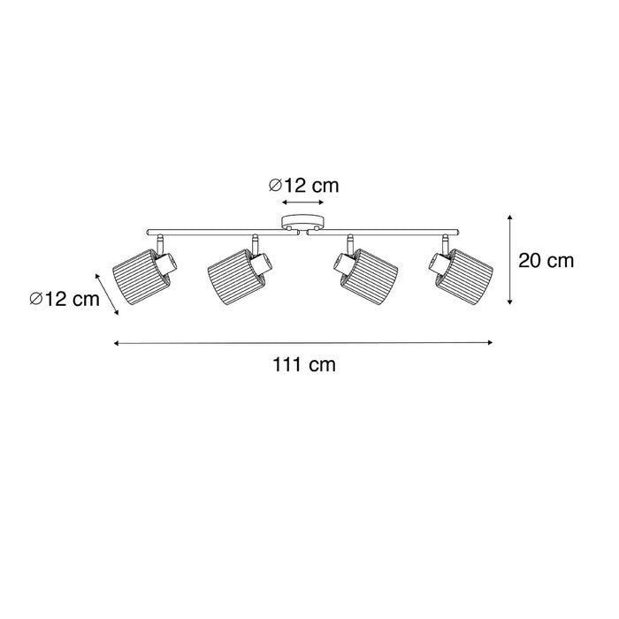 QAZQA Plafondspot zwart met smoke glas 4-lichts verstelbaar - Laura
