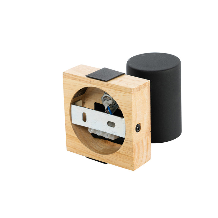 QAZQA Moderne spot zwart met hout verstelbaar vierkant - Jeana