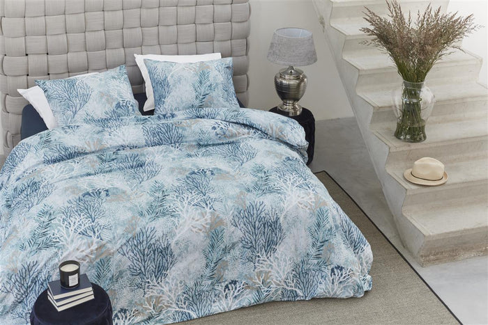 Riviera Maison Calm Coral Dekbedovertrek - 140x200/220 - Blauw