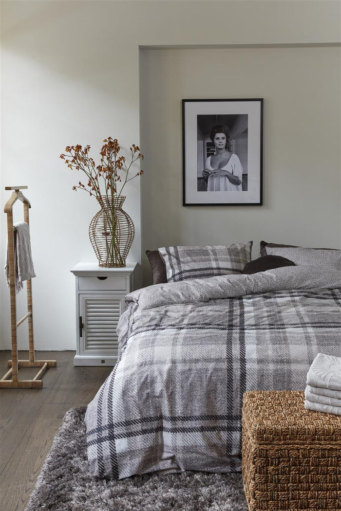 Riviera Maison Cozy Check Dekbedovertrek - 140x200/220 - Zand