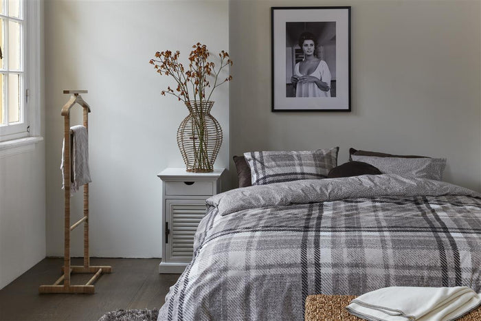 Riviera Maison Cozy Check Dekbedovertrek - 140x200/220 - Zand