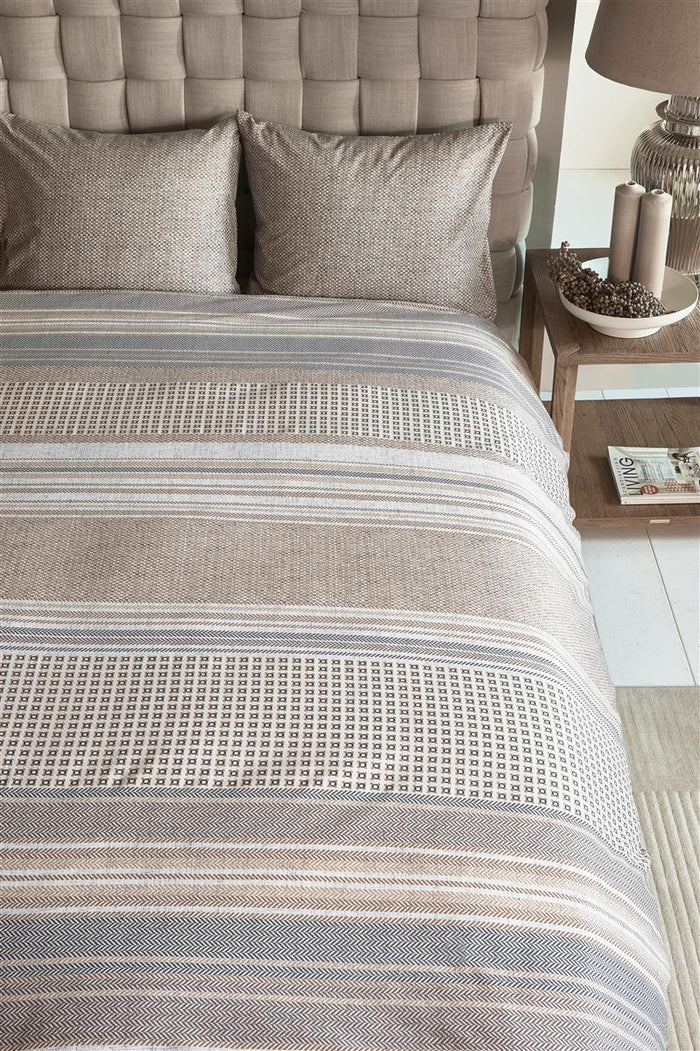 Riviera Maison Twill Weave Dekbedovertrek - 240x200/220 - Bruin
