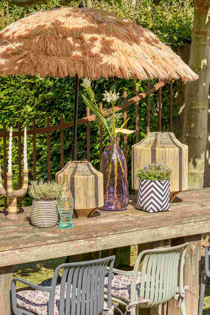 Mica Decorations Liliano Lantaarn - H51 x Ø40 cm - Jute - Zwart