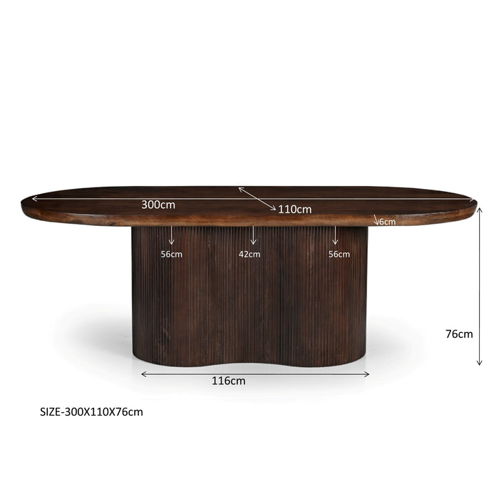Livingfurn - Eetkamertafel Sevilla Brown 300cm - Mangohout