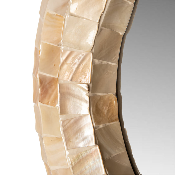 PTMD Chelsae Cream poly round shell mirror small