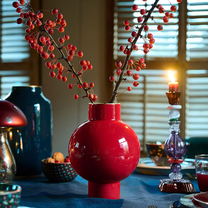 Pip Studio Bloemenvaas - Metalen Vaas - Rood - 18x24cm