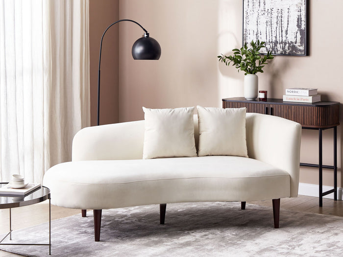 Beliani-CHAUMONT-Chaise longue-Off-white-Rechtszijdig-Fluweel